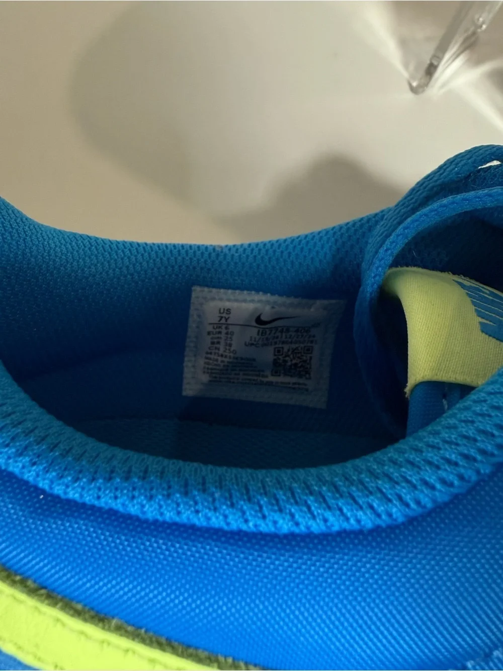 Nike Blue Retro Runner Sneakers with Neon Yellow Swoosh for kids